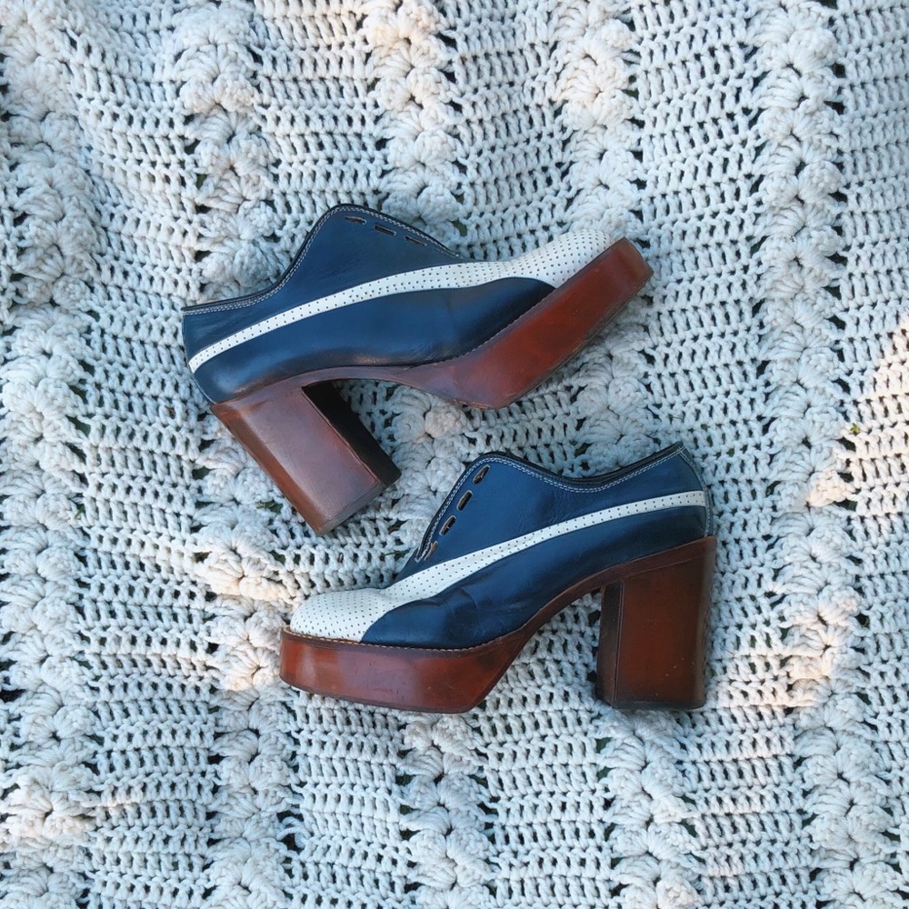 VINTAGE Nunn Bush 70s platform Oxford shoes size 8